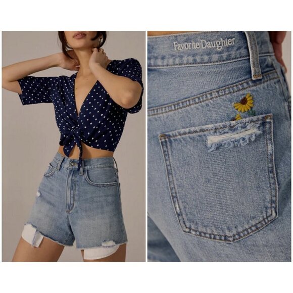 💕FAVORITE DAUGHTER💕 The Juni High Waist Cutoff Denim Shorts ~ Brooklyn 31 NWT - Picture 1 of 16